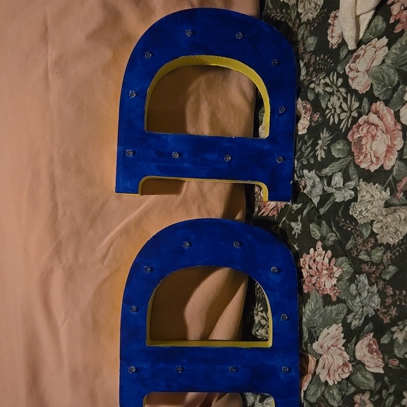 Handpainted Blue LED Light-Up Letters - Picture 2 of 4